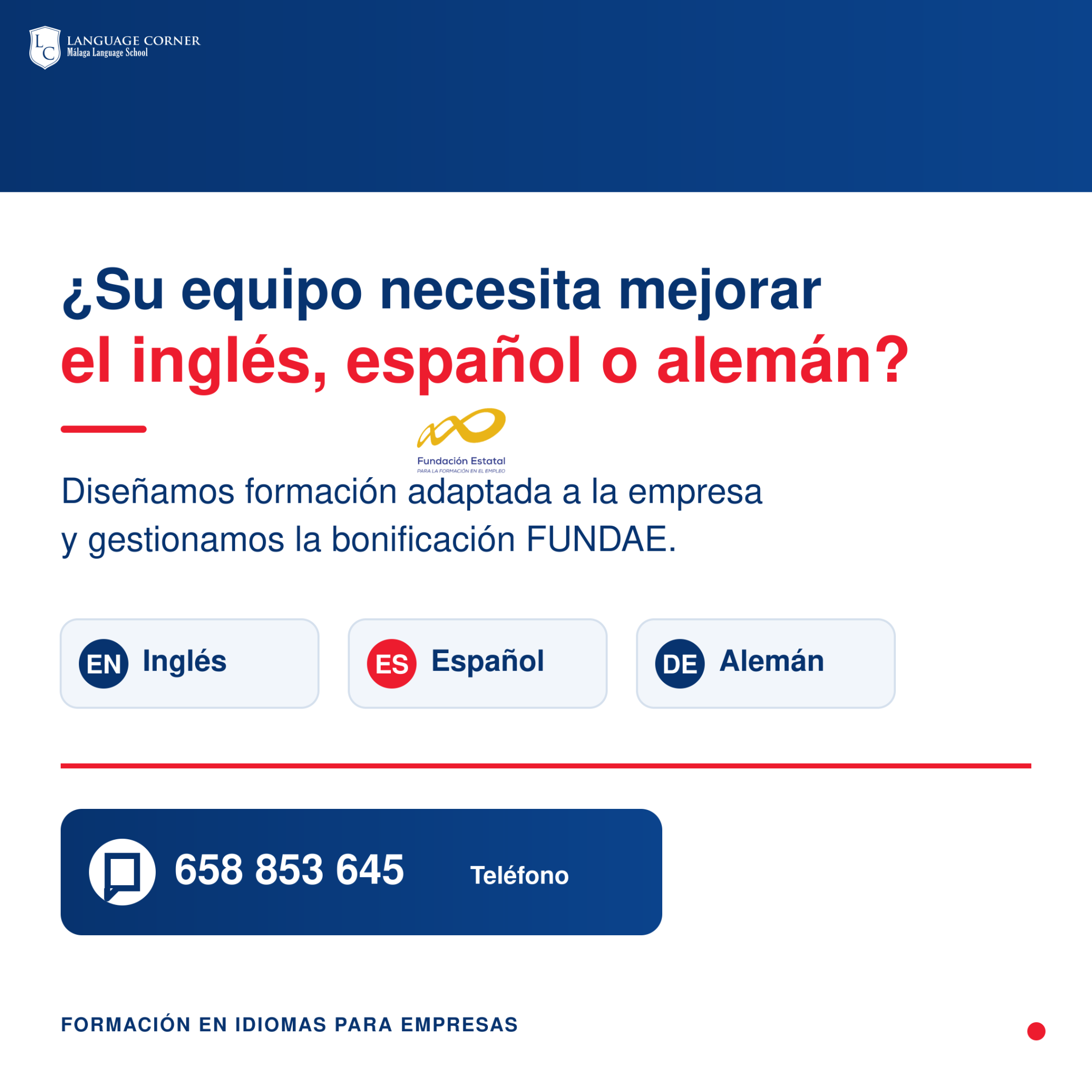 Formación en idiomas para empresas con bonificación FUNDAE